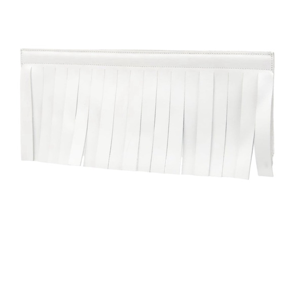 MM6 Maison Margiela white leather fringe clutch - Picture 1 of 2